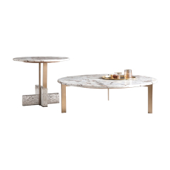 EKAR Modern Furniture - Artificial Stone & Stainless Steel Coffee Table / Side Table