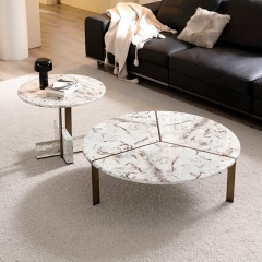 EKAR Modern Furniture - Artificial Stone & Stainless Steel Coffee Table / Side Table