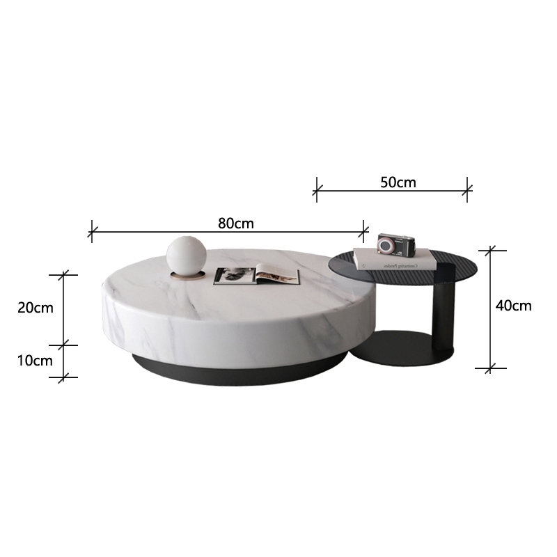 EKAR Modern Furniture - Contemporary Living Room Round Artificial Stone Coffee Table