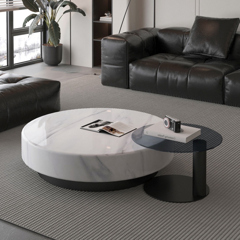 EKAR Modern Furniture - Contemporary Living Room Round Artificial Stone Coffee Table