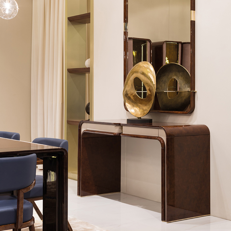 Entry hall entrance desk with wood veneer appearance