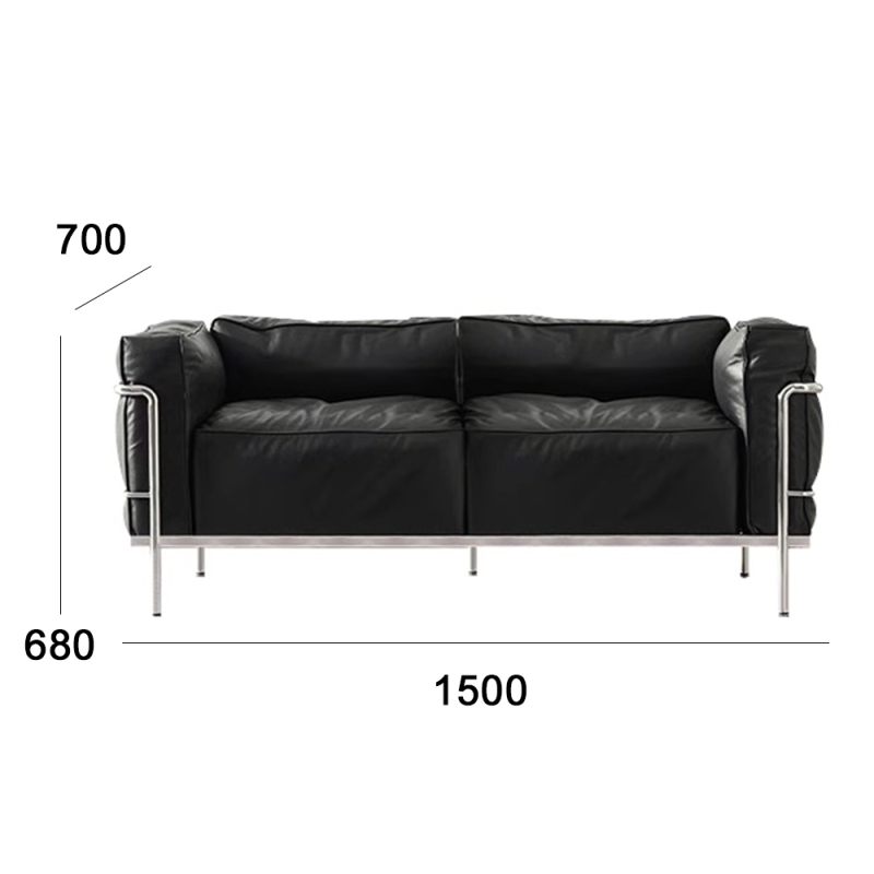 Modern Stainless Steel Frame Sofa with Down and PU Leather