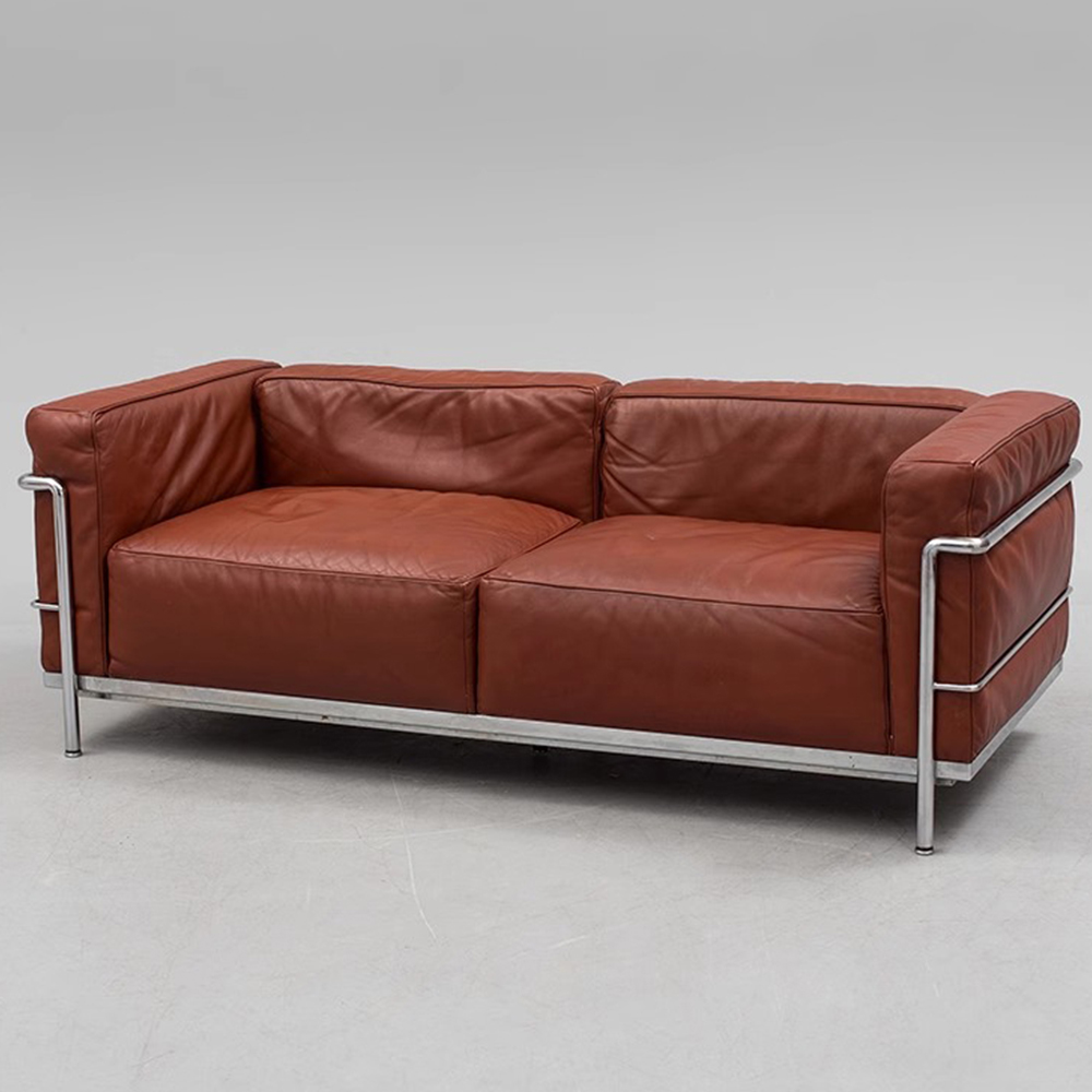 Modern Stainless Steel Frame Sofa with Down and PU Leather