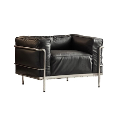 Modern Stainless Steel Frame Sofa with Down and PU Leather