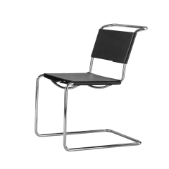 Contemporary Stainless Steel and Leather Dining Chair