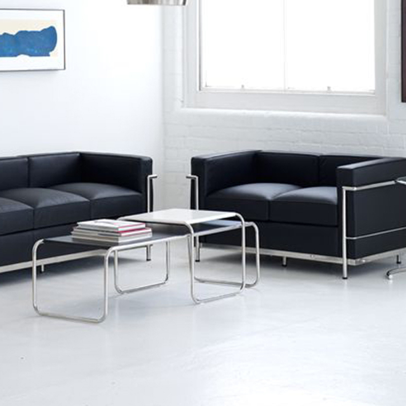 Contemporary Stainless Steel and PU Leather Sofa