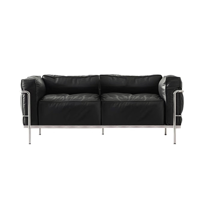 Modern Stainless Steel Frame Sofa with Down and PU Leather