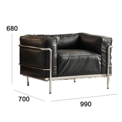 Modern Stainless Steel Frame Sofa with Down and PU Leather
