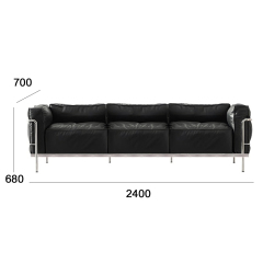 Modern Stainless Steel Frame Sofa with Down and PU Leather