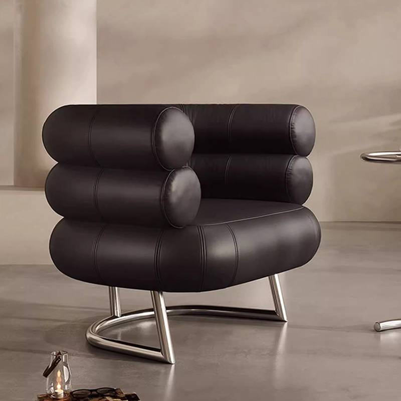 Contemporary style PU leather stainless steel frame lounge chair
