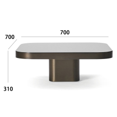 Outdoor stainless steel base + black glass coffee table