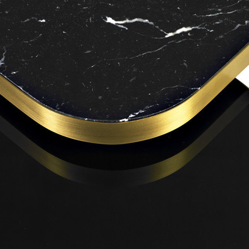Outdoor stainless steel base + black glass coffee table
