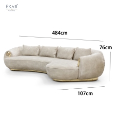 Soft and comfortable curved sofa for living room rest