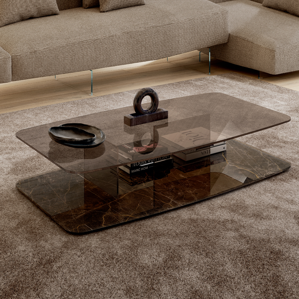 Contemporary style living room glass coffee table