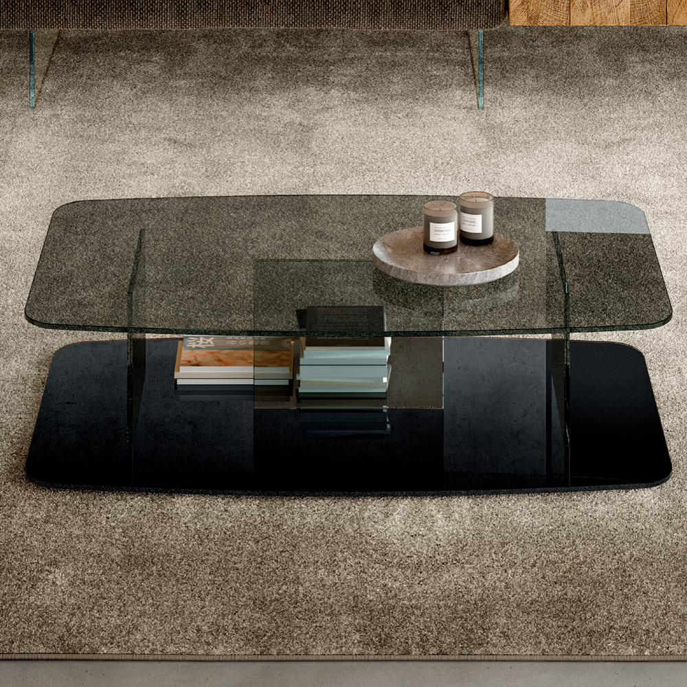 Contemporary style living room glass coffee table