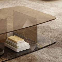 Contemporary style living room glass coffee table