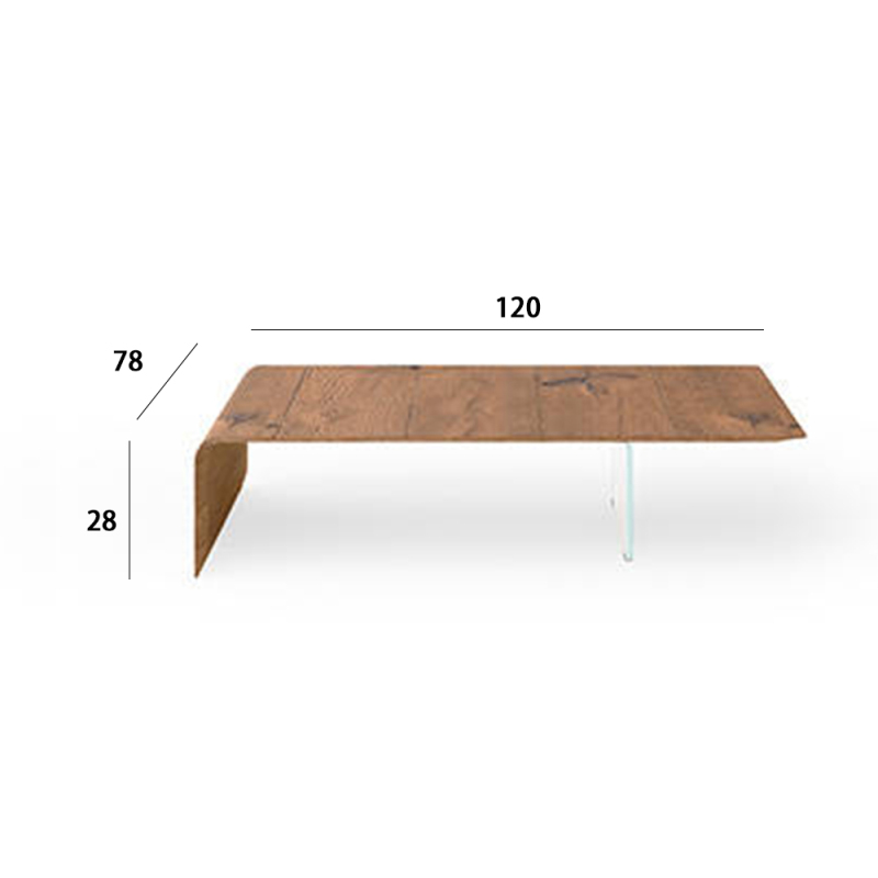 Living room coffee table combining glass and solid wood