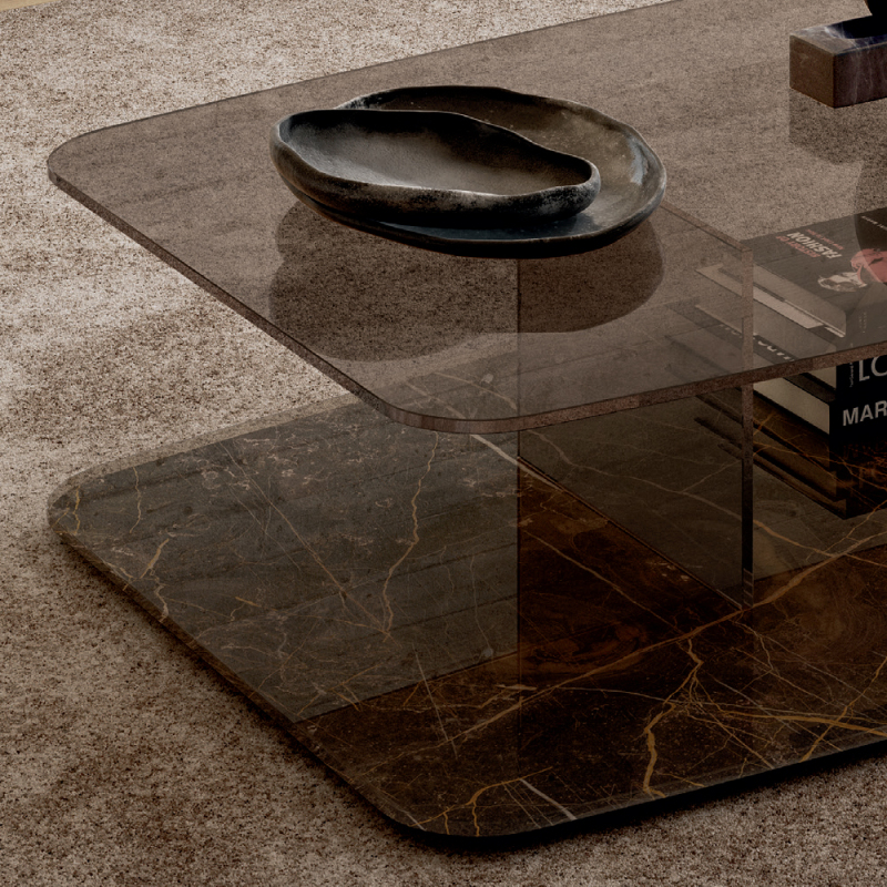 Contemporary style living room glass coffee table