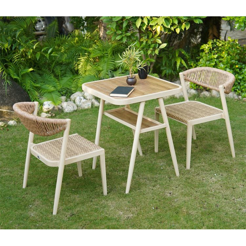 TPU rope and PE rattan woven high seat outdoor dining chair