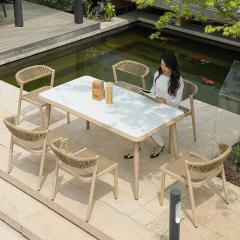 TPU rope and PE rattan woven high seat outdoor dining chair
