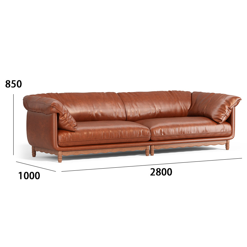 Retro wax leather living room leather sofa