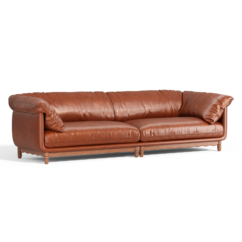 Retro wax leather living room leather sofa