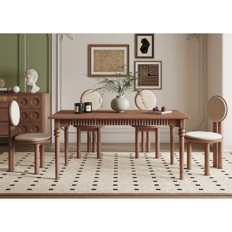 Cherry wood dining table and chairs set