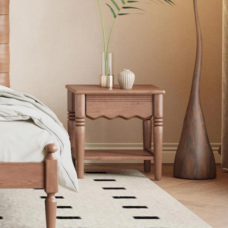 Sleek Cherry Wood Frame Bedroom Bed - Elevate Your Sleep Space
