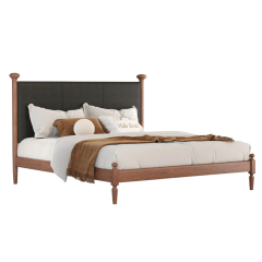 Cherry Wood Bedroom Bed and Nightstand Set | Eka Furniture