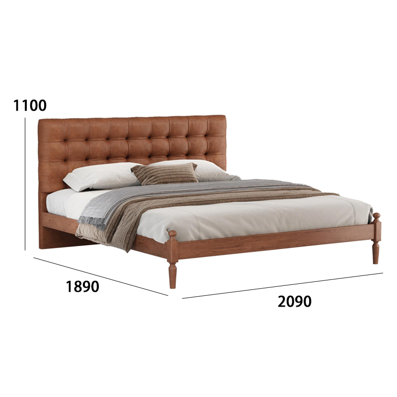 Sleek Cherry Wood Frame Bedroom Bed - Elevate Your Sleep Space