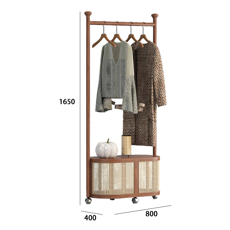 Cherry wood bedroom bed, bedside tables and coat rack