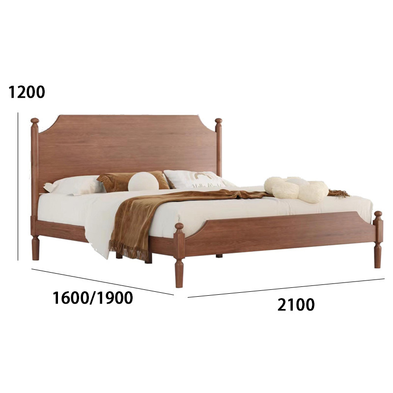 Cherry wood bedroom bed, bedside tables and coat rack