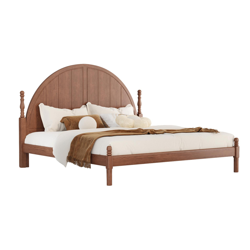 Cherry wood soft and comfortable bedroom bed