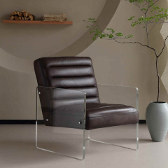 Faux Leather Leisure Chair with Acrylic Armrests