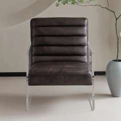 Faux Leather Leisure Chair with Acrylic Armrests