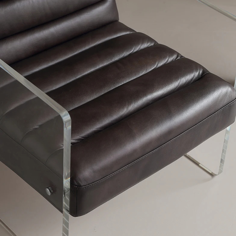 Faux Leather Leisure Chair with Acrylic Armrests