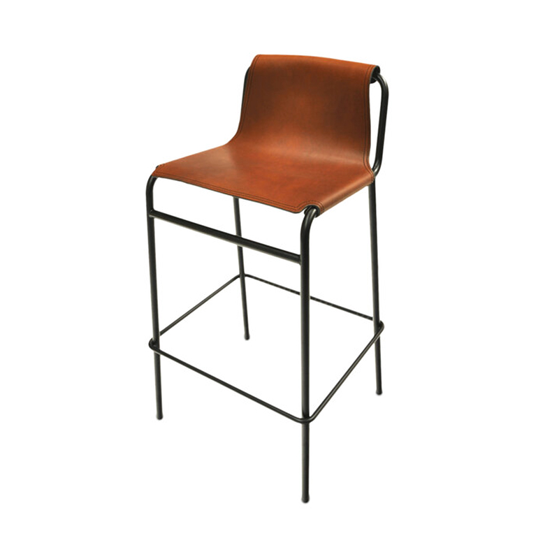 Modern Genuine Saddle Leather Bar Bar Stool