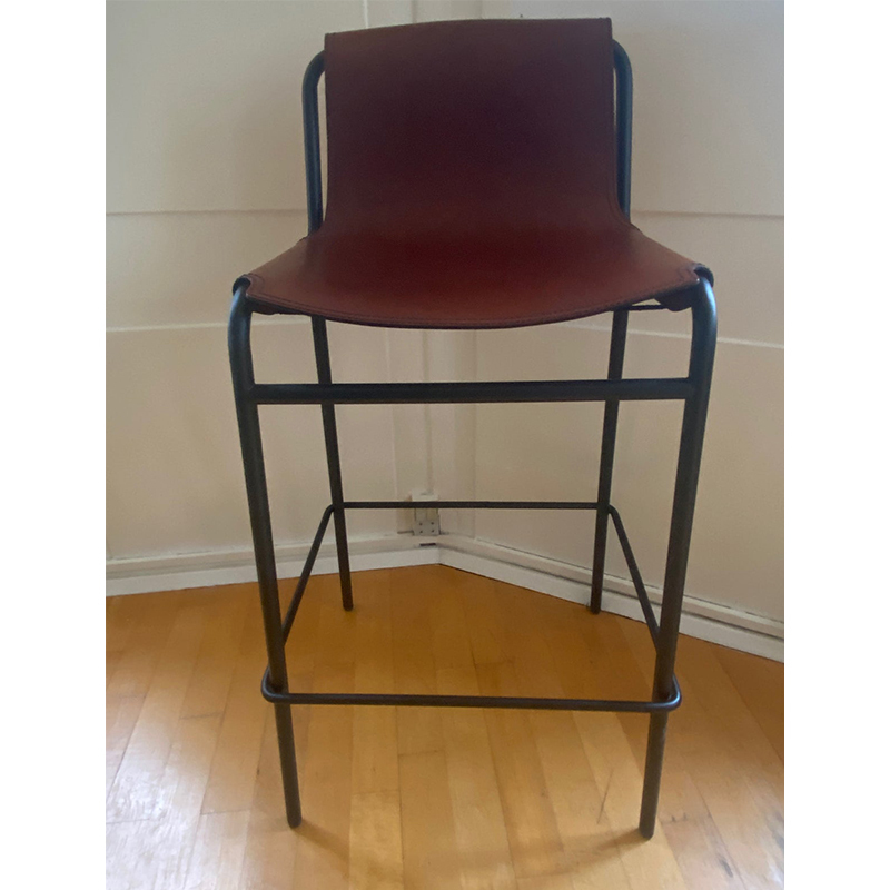 Modern Genuine Saddle Leather Bar Bar Stool