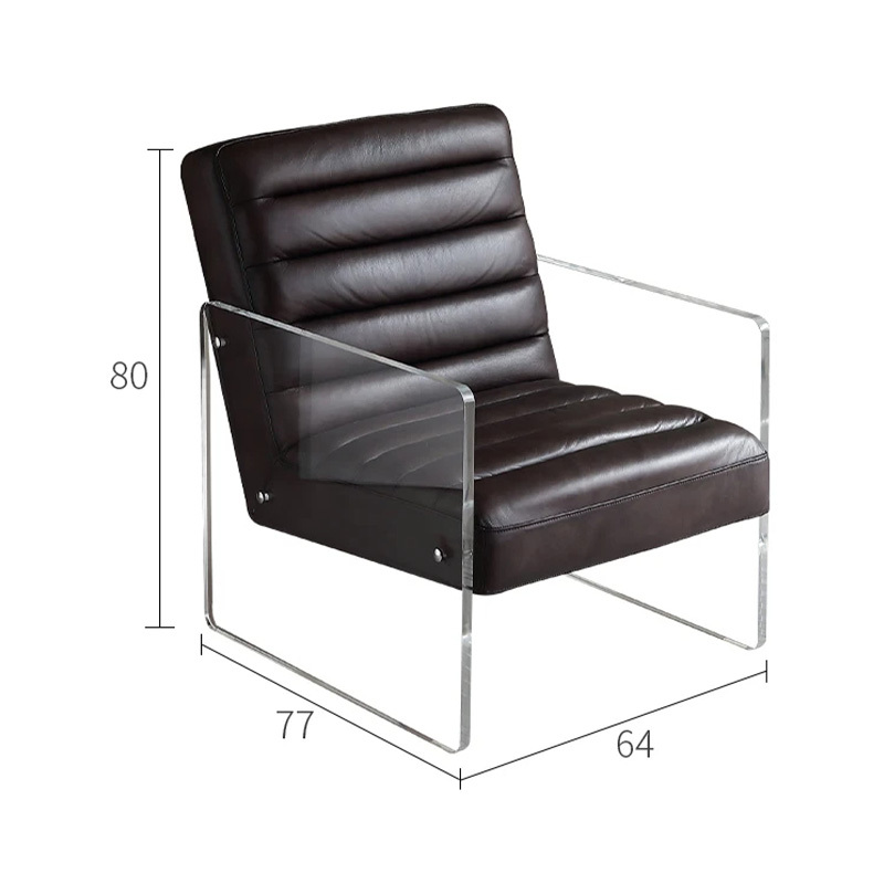 Faux Leather Leisure Chair with Acrylic Armrests