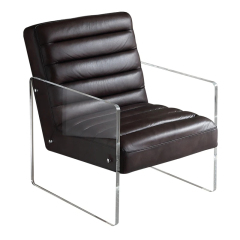 Faux Leather Leisure Chair with Acrylic Armrests