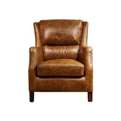 Burgundy Wood-Legged Leisure Chair