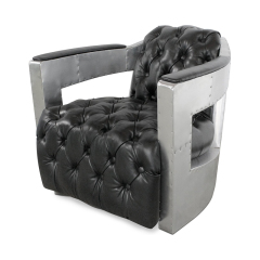 Stainless Steel Armrest Leather Lounge Chair