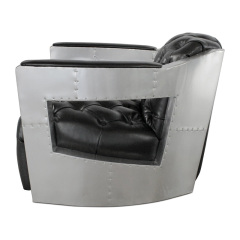 Stainless Steel Armrest Leather Lounge Chair