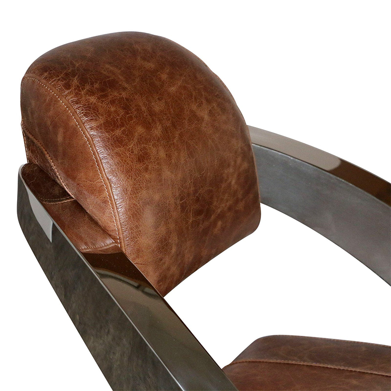 Stainless Steel Armrest Leather Lounge Chair