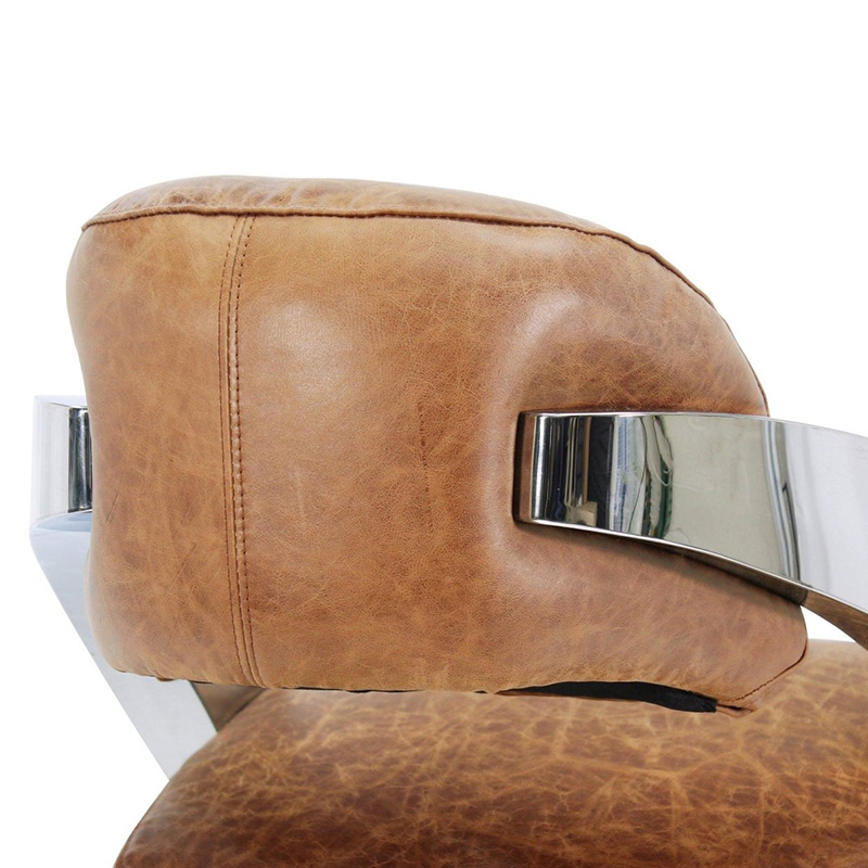 Stainless Steel Armrest Leather Lounge Chair