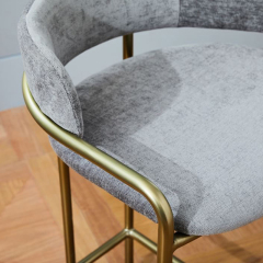 Matte Fabric Bar Chair with Forged Vintage Copper Iron Frame