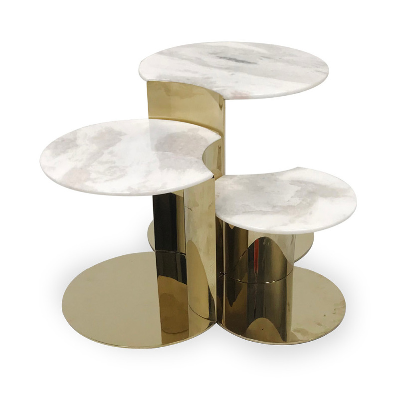 Hardware crystal steel marble panel combination corner table