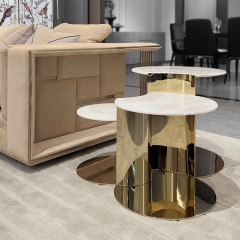 Hardware crystal steel marble panel combination corner table