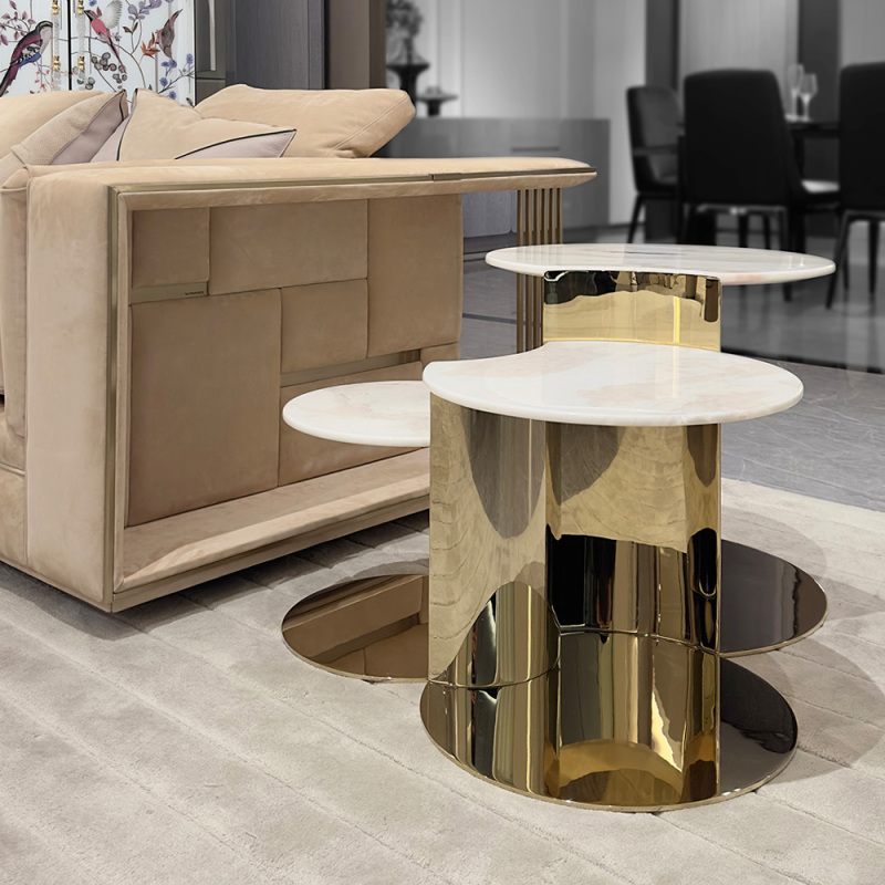 Hardware crystal steel marble panel combination corner table