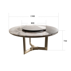 Mirrored rose gold round dining table with rotating turntable